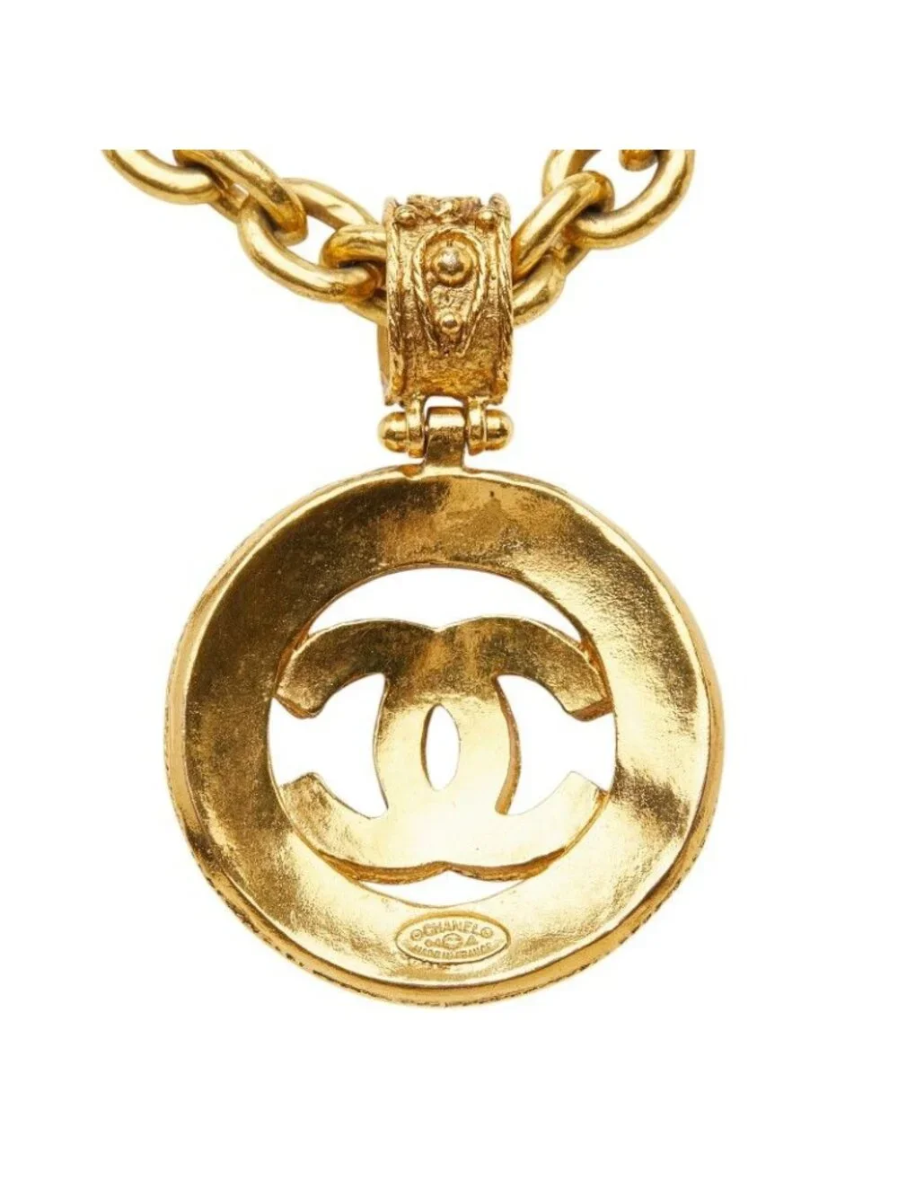 Chanel CC Logo Vintage Necklace Gold Plated